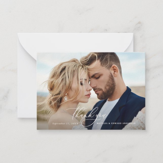 budget Rustic elegant wedding thank you botanical Note Card (Front)