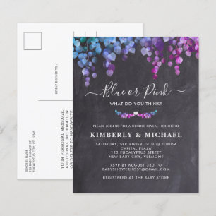 Budget Rustic Eucalyptus Baby Gender Reveal Invite