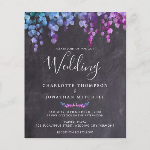 Budget Rustic Eucalyptus Botanical Foliag Wedding 