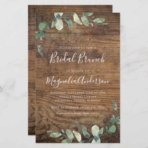 BUDGET Rustic Eucalyptus Bridal Brunch Invitation