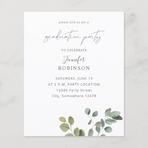 Budget Rustic Eucalyptus Duo 2 Graduation Party Flyer