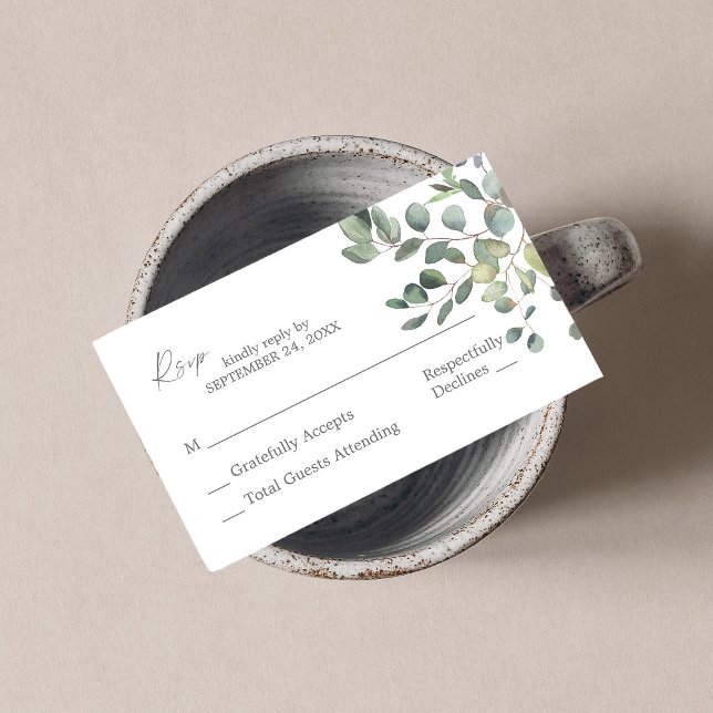 Budget Rustic Eucalyptus Duo 2SM No Meal RSVP Enclosure Card (Creator Uploaded)