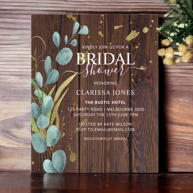 BUDGET Rustic Eucalyptus Gold Bridal Shower (Creator Uploaded)