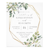 Budget Rustic Eucalyptus & Gold Frame Wedding Flyer (Front)
