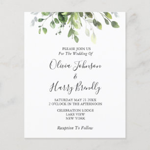 Budget Rustic Eucalyptus Greenery Wedding Flyer