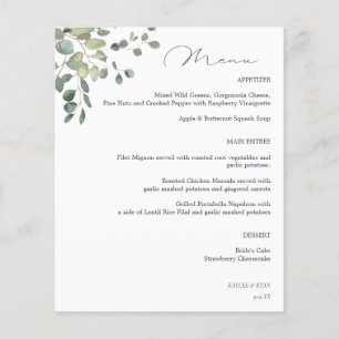 Budget Rustic Eucalyptus Menu Flyer