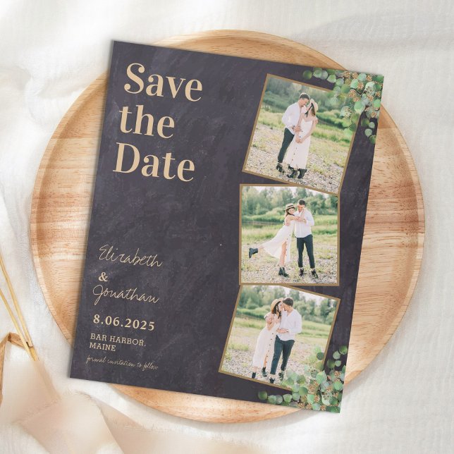 Budget Rustic Eucalyptus Photo Save The Date (Creator Uploaded)