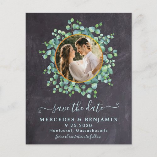 Budget Rustic Eucalyptus Photo Save The Date Invit