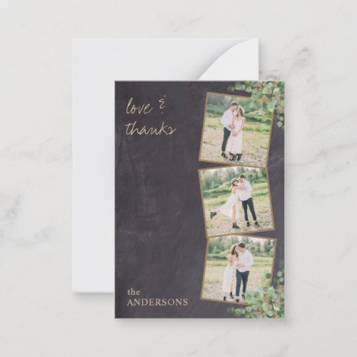 Budget Rustic Eucalyptus Photo Wedding Thank You Note Card