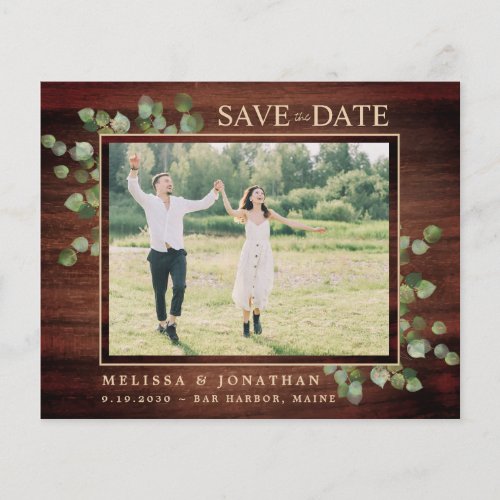 Budget Rustic Eucalyptus QR Code Save The Date