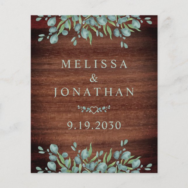 Budget Rustic Eucalyptus QR Code Wedding Invite (Front)