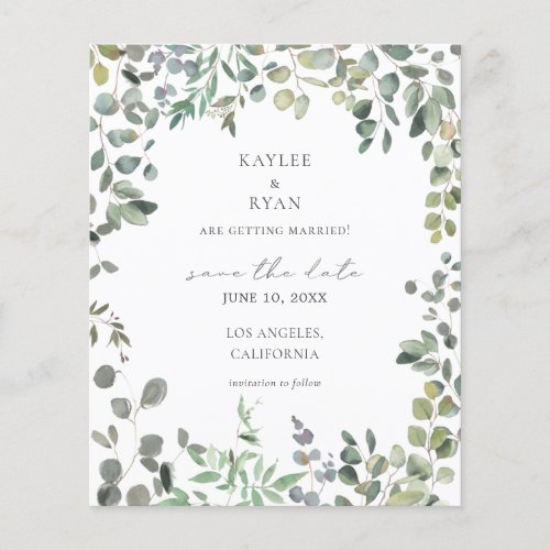 Budget Rustic Eucalyptus Save the Date Flyer