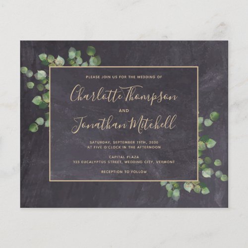 Budget Rustic Eucalyptus Wedding Invitation 