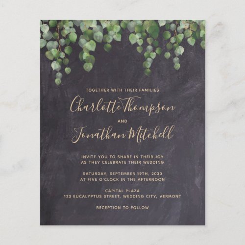 Budget Rustic Eucalyptus Wedding Invitation