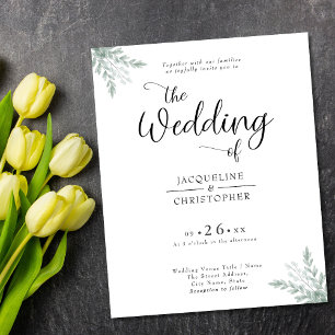 Budget Rustic Eucalyptus Wedding Invitation Flyer