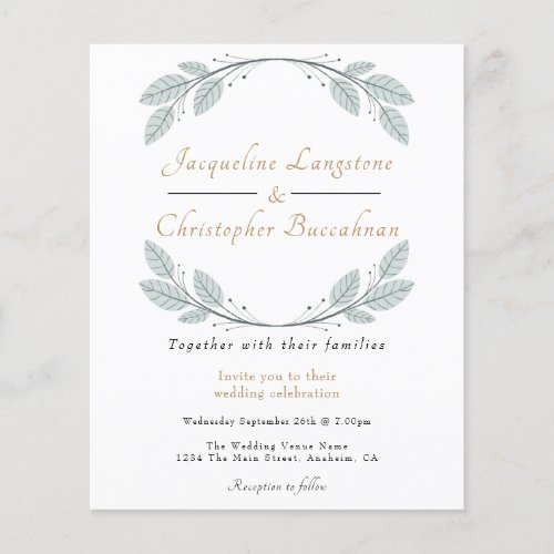 Budget Rustic Eucalyptus Wedding Invitations Flyer
