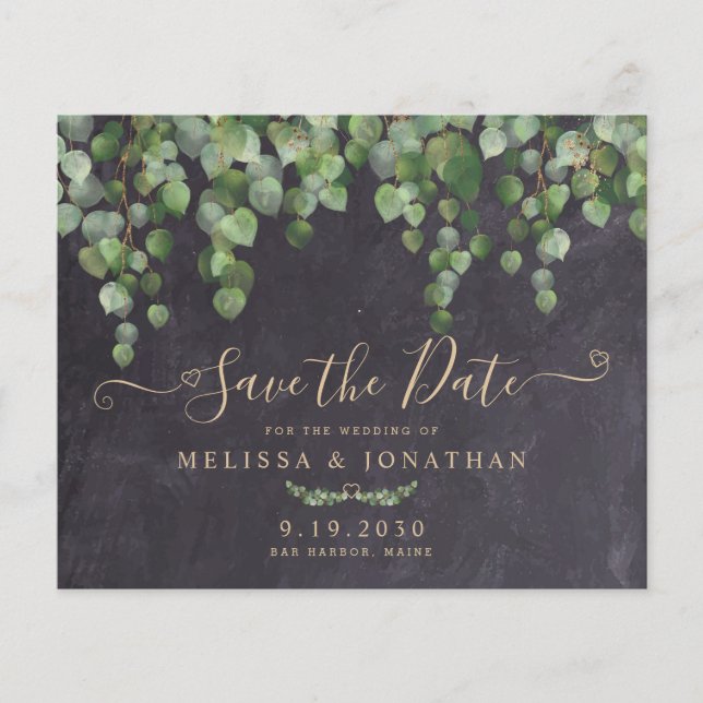 Budget Rustic Eucalyptus Wedding Save The Date (Front)