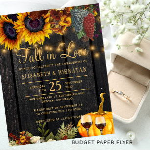 Budget rustic fall engagement party Invitation Flyer