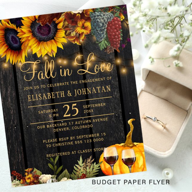 Budget rustic fall engagement party Invitation Flyer (Creator Uploaded)