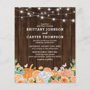 Budget Rustic Fall Floral Wedding Invitation