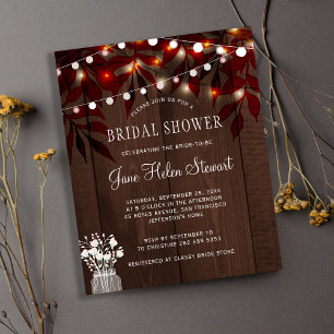 Budget rustic fall leaves bridal shower invitation
