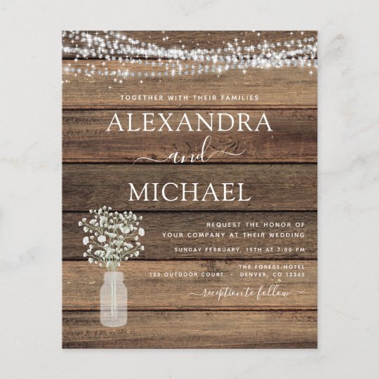 Budget Rustic Farmhouse Lights Wedding Invitation | Zazzle.com