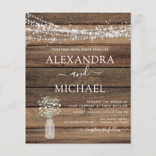 Budget Rustic Farmhouse Lights Wedding Invitation Flyer