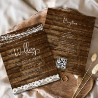 Budget Rustic Farmhouse QR Code Wedding Invitation