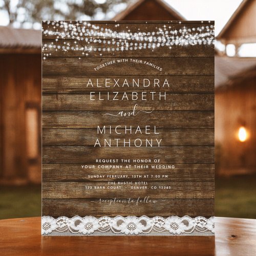 Budget Rustic Farmhouse String Lights Lace Wedding