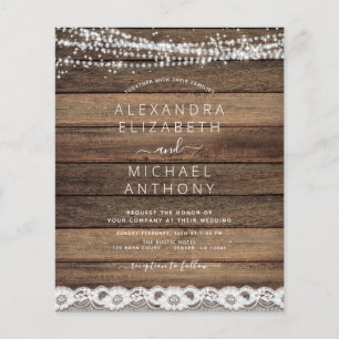 Budget Rustic Farmhouse String Lights Lace Wedding Flyer