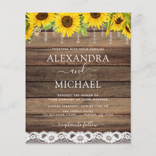 Budget Rustic Farmhouse Sunflower Rustic Wedding (Front)