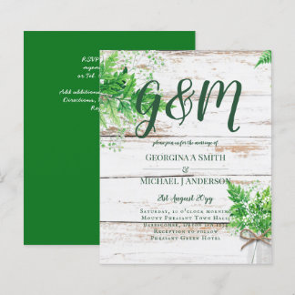 BUDGET Rustic Ferns Greenery Chic Wedding Invite
