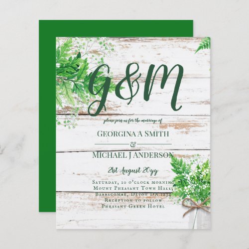 BUDGET Rustic Ferns Greenery Chic Wedding Invite