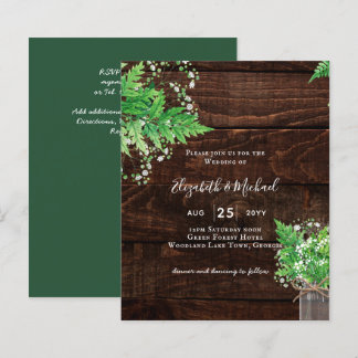 BUDGET Rustic Ferns Greenery Chic Wedding Invite