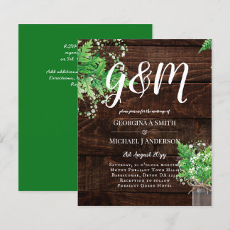 BUDGET Rustic Ferns Greenery Chic Wedding Invite