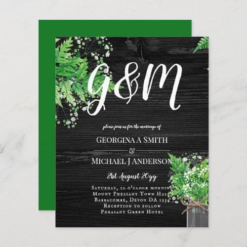 BUDGET Rustic Ferns Greenery Chic Wedding Invite