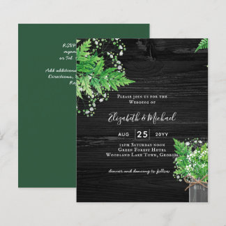 BUDGET Rustic Ferns Greenery Chic Wedding Invite