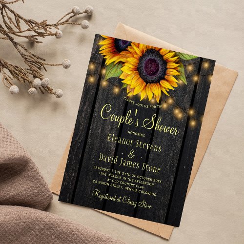 Budget rustic floral couples shower invitation