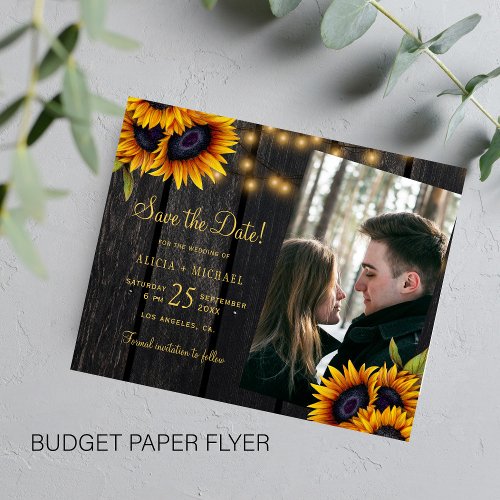 Budget rustic floral photo wedding save the date flyer