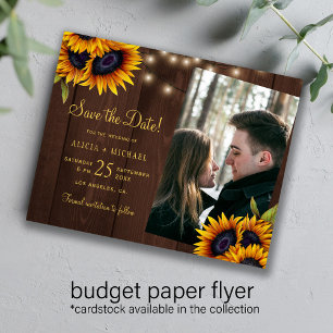 Budget rustic floral photo wedding save the date flyer