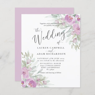 Budget Rustic Floral Pink Wedding Invitation