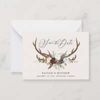 budget Rustic floral stag wedding save the date