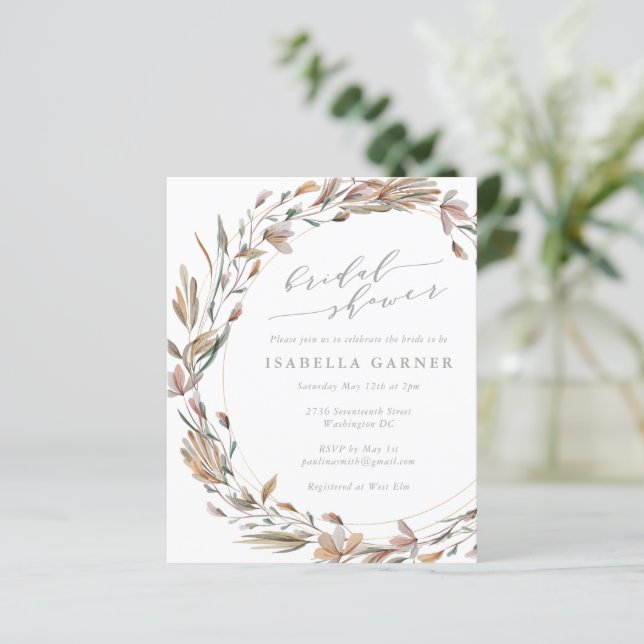 Budget Rustic Floral Watercolor Bridal Shower  (Standing Front)