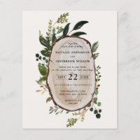 budget Rustic Foliage Farmhouse Wedding invitation