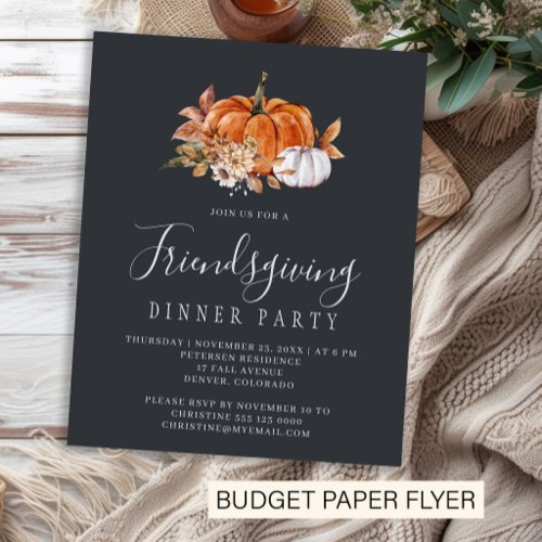Budget rustic Friendsgiving dinner invitation Flyer