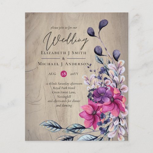 BUDGET Rustic Fuchsia Floral Woodland Wedding