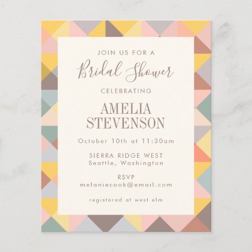 Budget Rustic Geometric Art Bridal Shower Invite