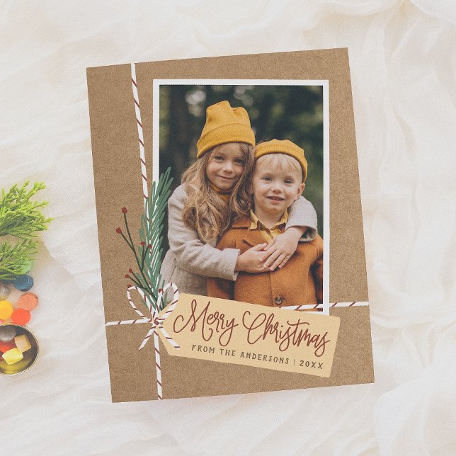 Budget Rustic Gift Merry Christmas Holiday Photo (Creator Uploaded)