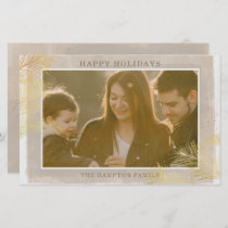 Budget Rustic Gold Pine Photo Holiday Card