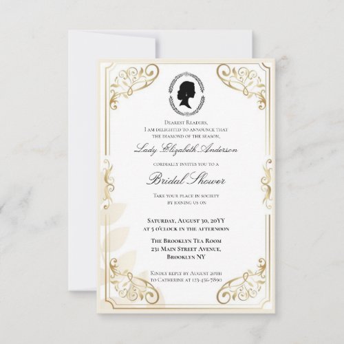 Budget rustic Golden Shower Bridgerton gold Invitation